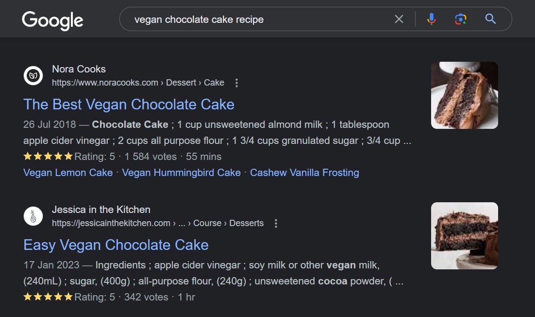 receta de pastel de chocolate vegano rich snippet